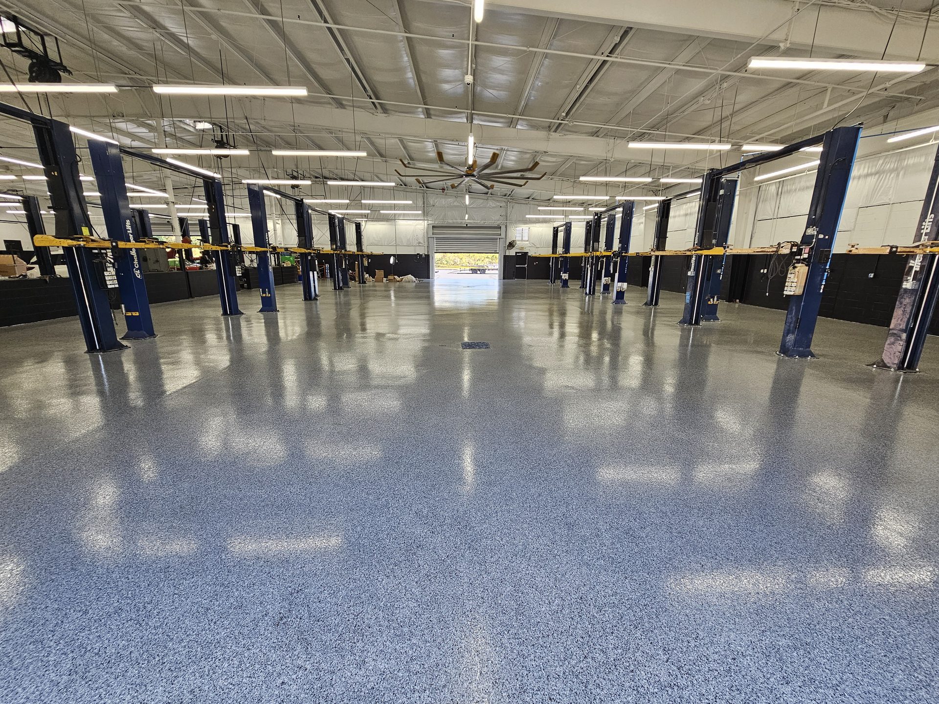 Dealership service bay epoxy coating