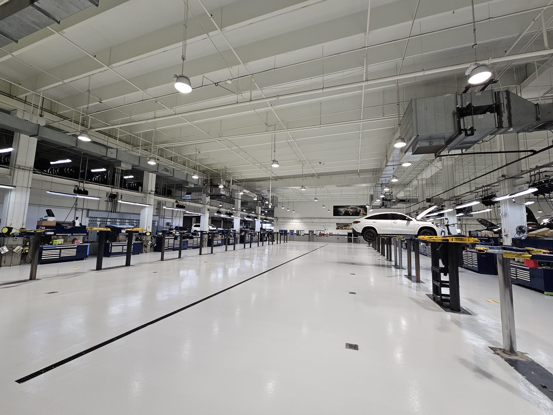 Mercedes-Benz dealership service floor epoxy coating