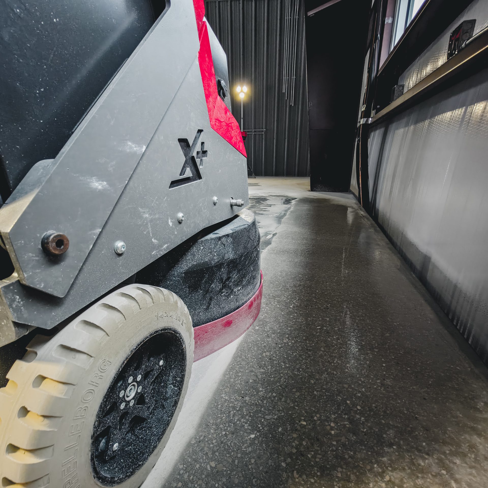 Close-up of the WORX+ GK700 grinding concrete