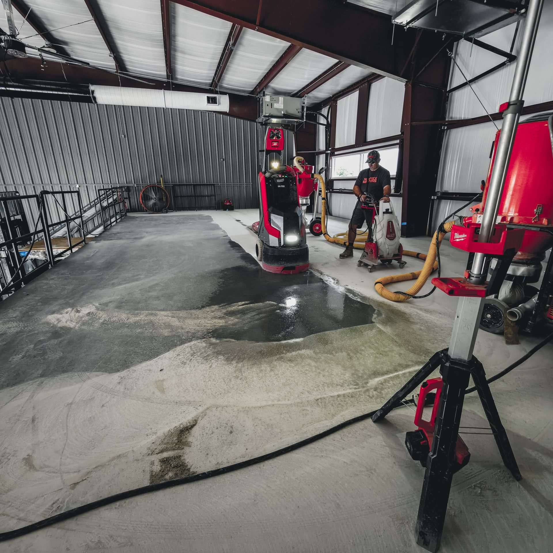 Grinding the Cougar Companies mezzanine floor with the GK700