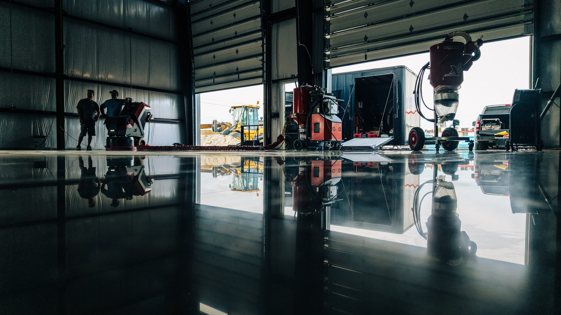 Mirror reflection on the finished Cougar Companies polished concrete floor