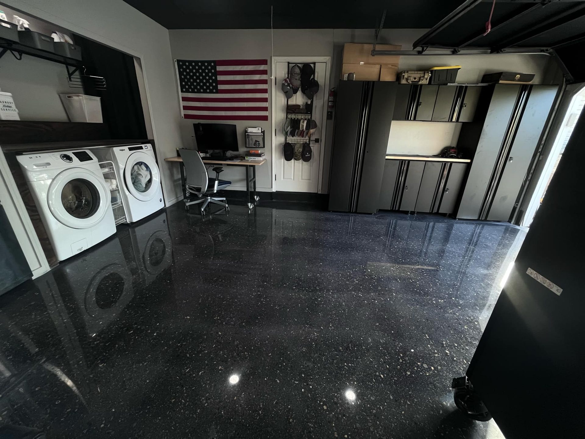 Dark polished residential garage