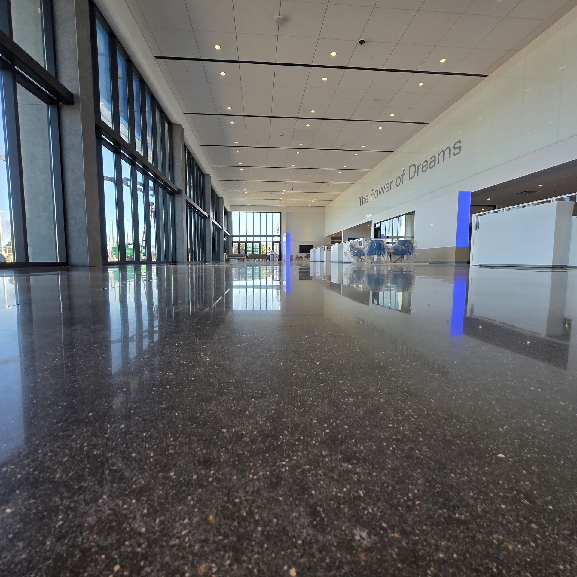 Detail of polished concrete finish