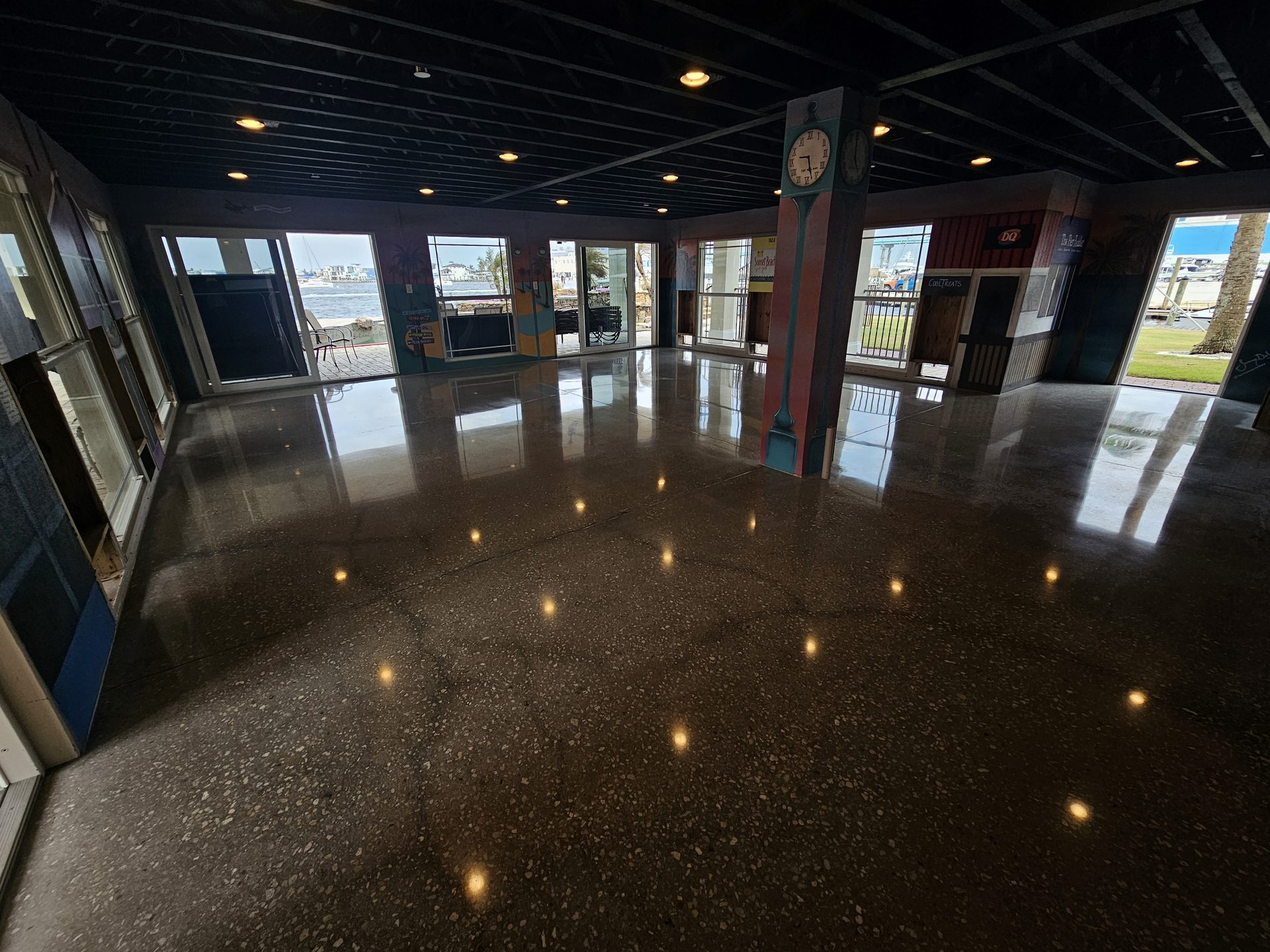 Fort Myers Beach plaza polished concrete